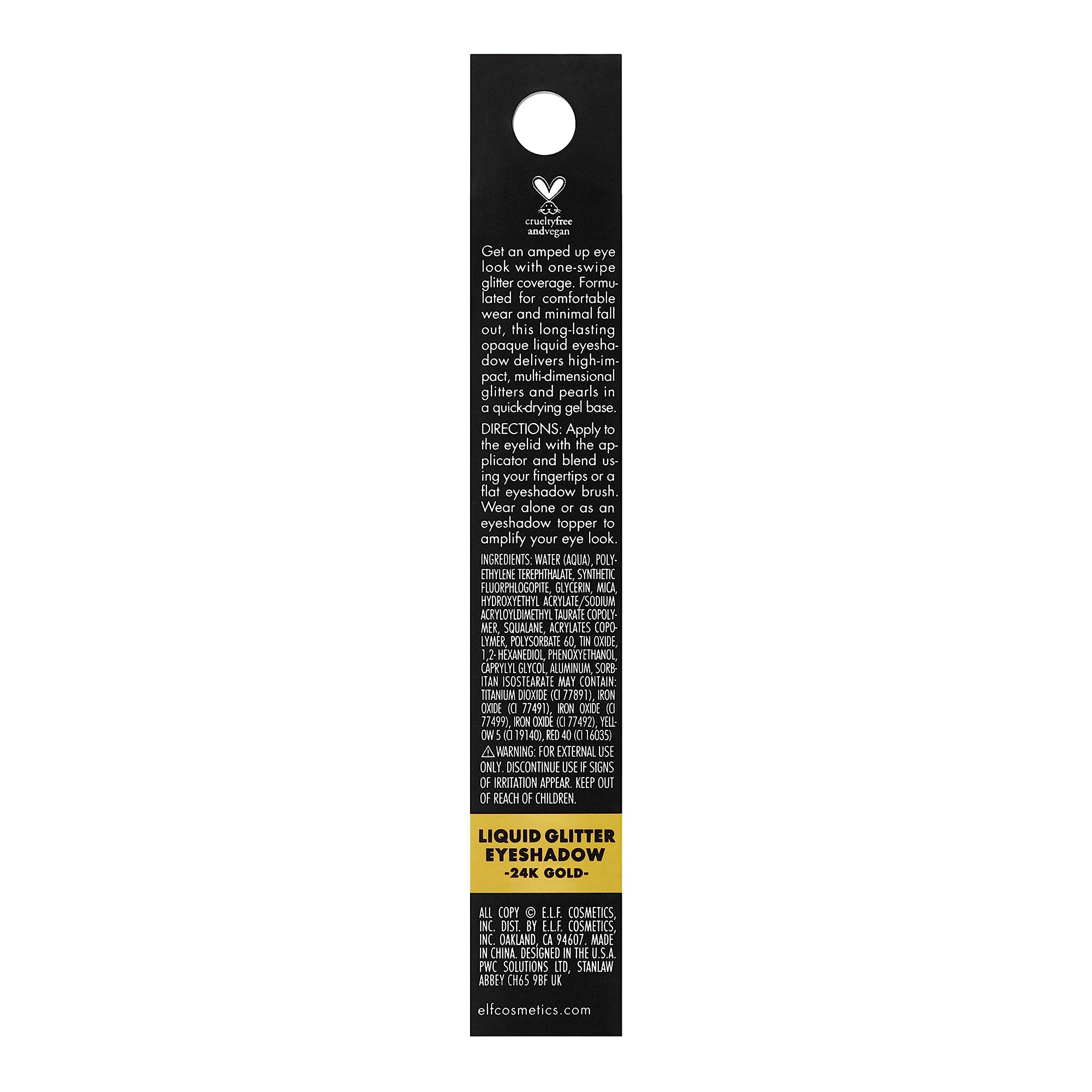 e.l.f. Cosmetics Liquid Glitter Gel Eyeshadow, 24k Gold, 0.10 Fl. Ounce, 24K Gold, 0.10 Fl Ounce